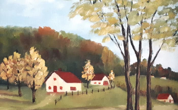 Maison de ferme et 3 arbres