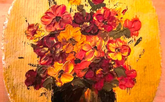 Autre petit bouquet sur toile ovale d'Andréa