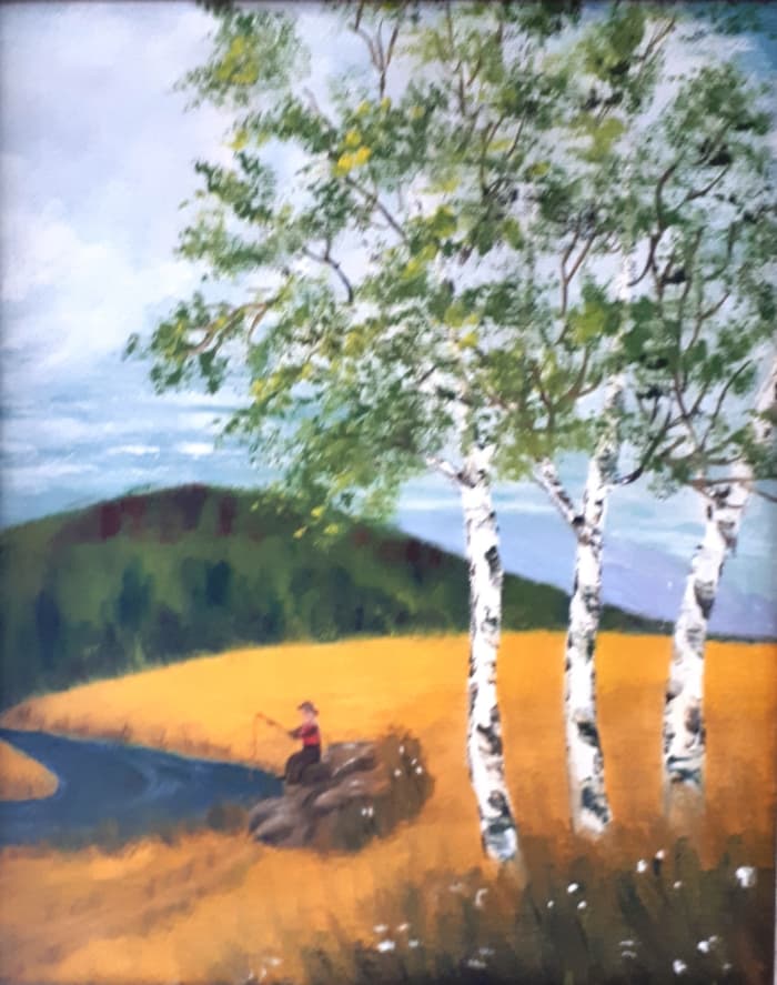 Petit pêcheur et 3 arbres