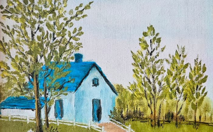 Maison un chemin et des arbres d'Andréa